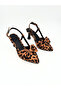 Coffee Tabaleopard Fabric Patterned Thin Heeled Slingback Bow Detailed Pointed Toe Women's Stiletto Shoes Vdz02021 - 7