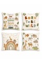 African Wildlife Animals Patterned 4-Piece Children's and Baby Throw Pillow Cover Set - 3