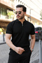 Men's Zippered Collar Short Sleeve Tshirt - 6