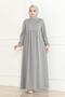 Front Gathered Comfortable Dress Gray - 2