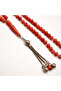Italian Coral Rosary 65 Beads 5.5mm Red Round Prayer Beads 22g Antique Silver Chain Tassel - 2