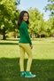 Green Long-Sleeved Basic T-Shirt - Non-Sweating, Flexible Fabric, Cotton, Seasonal Green Long-Sleeved Girls' T-Shirt - 6