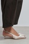 Rovia Sand Beige Satin Pointed Toe Thin Heeled Women's Shoes