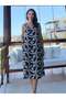 Black Embroidered Bell Dress with Pockets