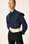 Embroidery Detail Wide Collar Shirt