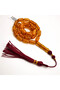 German Musk Rosary 33 Beads 7.5x13.5mm Honey Translucent Barrel Prayer Beads 24g Burgundy Silk Tassel - 3