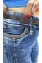 Plus Size Belted Lycra Denim Women's Trousers - 4