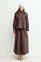 Ahel-Tie Collar Detailed Dacron Skirt Suit
