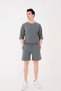 100% Cotton Loose Fit Elastic Waist Loose Fit Short Shorts Dark Gray - 2