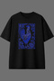 Rooster Table Design Pre-Printed Black Oversize T-Shirt