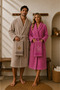 Lilyum 4-Piece Bathrobe Set Embroidered Head Towel Dowry Set Hamam Set Bathroom Set 100% Cotton
