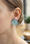 Lotus Model Ice Blue Color Crystal Stone Women's Earrings Non-Tarnish Non-Allergic Daily Elegance - 2