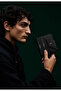 Men's Black Leather Card Holder - Saffiano Leather Card Holder Wallet Can Be Opened and Closed - 100% Genuine Leather Men's Accessory - 7