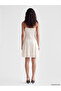 White Rope Strap Waist-Slit Lace Mini Dress - 3