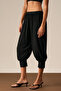 Hanoi women's soft and flexible viscose fabric elastic waist comfortable fit baggy black pants