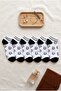 Set of 6 Black-White Figured Women's Socks - Soft Cotton
