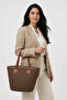 Gift Women's Bag Brown Faux Leather with Strap |   Summer Straw Casual and Beach Lined Shoulder Bag Model - 2