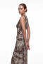 Leopard Print Metal Buckle Draped Sleeveless Midi Dress - 3