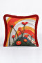 Flower Design Artistic Fringed Pillowcase - Abstract Floral Orange Burgundy Tassel Throw Pillow Cover - 6