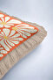 Retro Floral Pattern Fringed Pillowcase - Daisy Bohemian Orange Cream Mink Tassel Throw Pillow Cover - 8
