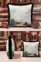 Abstract Landscape Luxury Fringed Pillowcase - Artistic Bohemian Blue Cream Gray Tassel Throw Pillow Cover - 2