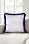 Floral Patterned Spring Fringed Pillowcase - Elegant Floral Bohemian Lilac Navy Blue Tassel Throw Pillow Cover - 3