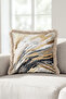 Modern Abstract Marble Fringed Pillowcase - Artistic Bohemian Gray Gold Mink Tassel Throw Pillow Cover - 5