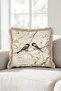 Beige Elegant Nature Fringed Pillowcase with Birds and Flowers-Romantic Spring Cream Mink Tassel Throw Pillow Cover - 5
