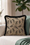 Exotic Lizard Motif Fringed Pillowcase - Safari Bohemian Mink Black Tassel Throw Pillow Cover