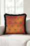 Bee Patterned Luxury Velvet Fringed Pillowcase-Nature Themed Bohemian Mustard Black Tassel Throw Pillow Cover - 4