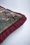 Japanese Floral Pattern Peony Fringed Pillowcase - Far East Bohemian Gray Burgundy Tassel Throw Pillow Cover - 8