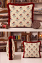 Floral Patterned Elegant Classic Fringed Pillowcase - Ottoman Bohemian Beige Burgundy Tassel Throw Pillow Cover - 3