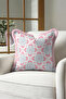 Tile Patterned Elegant Fringed Pillowcase - Ottoman Bohemian Blue Cream Pink Tassel Throw Pillow Cover - 4