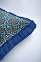 Çini Authentic Geometric Fringed Pillowcase - Mosaic Ethnic Turquoise Navy Blue Tassel Throw Pillow Cover - 8