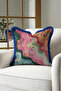 Retro Floral Wavy Fringe Pillowcase - Botanical Pink Orange Navy Blue Tassel Throw Pillow Cover - 4