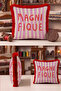 Striped Typographic Stylish Fringed Pillowcase - Retro Slogan Bohemian Cream Burgundy Tassel Throw Pillow Cover - 5