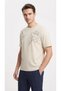 Oversize Crew Neck Beige Embroidered Men's T-Shirt - 3
