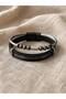 Men's Modern Leather and Wicker Steel Bracelet Casual Stylish Design - 2