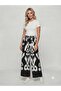 Women's Black and White Ethnic Patterned Summer Trousers - Plazzo Pants - 4