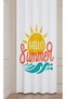 Summer Beach Flamingo Palm Lemon Watermelon Sun Fruit Hello Summer Patterned Colorful Digital Printed Background Curtain