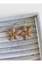 Wicker Flower Earrings Women's Steel Earrings Gold Detailed Bohemian Summer Earrings Cream Beige Brown