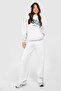 Dsgn Studio Tracksuit Set - Gray Printed Set Jogger Sweatshirt Wide Leg Hoodie - 3