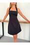 Women's Square Neck Backless Halter Mini Dress