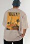 Dubai Uae 2 Beige Oversize Country City Back Printed Unisex T-Shirt 100% Cotton Premium - 6
