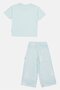 Lounge By Toddlers Boy 2 Pieces Embroidered T-Shirt And Pyjama Set, Light Blue - 3