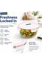 Glass Mixing Bowl 2000ml Tempered Glass Airtight BPA Free Locking Lid Clear Salad Soup Bowl (Pink, 2000 ML) - 6