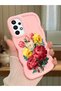 Samsung Galaxy A73 Compatible Case Camera Protector Pink Silicone Couple Phone Case Floral Pattern