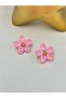 Crystal Stone Detail Daisy Earrings (Premium Series) Pink - 2
