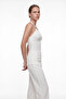 Halter Neck Draped Blouse and Wide-Leg Pants Set - 3