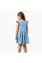 Round Neck Sleeveless A-line Denim Dress with Bow Detail - 3